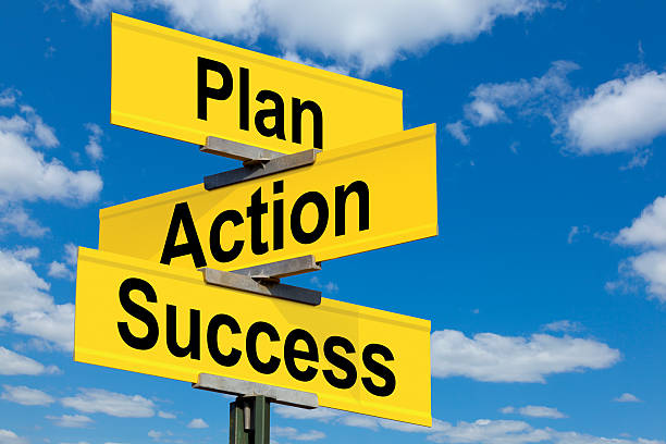 plan-action-success-intersection-road-sign-picture-id168627554