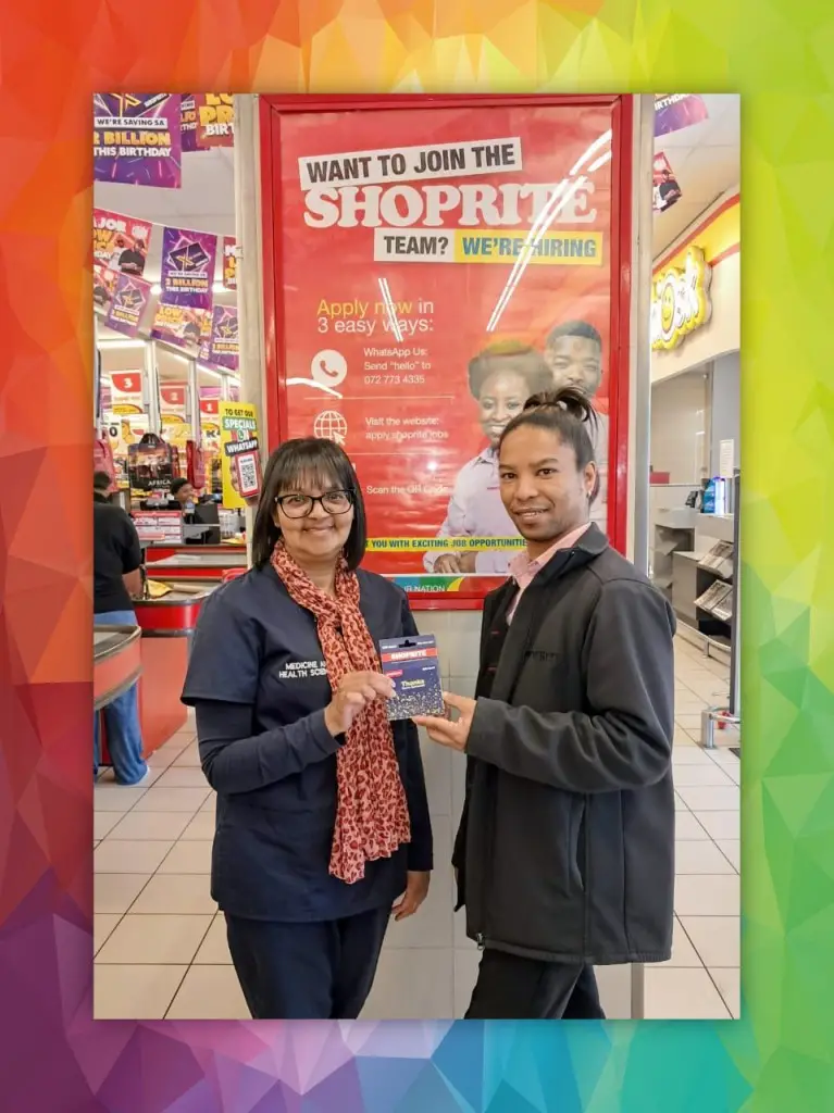 Shoprite Athlone Gift Card Handover by Store Manager, Mr Jantjies